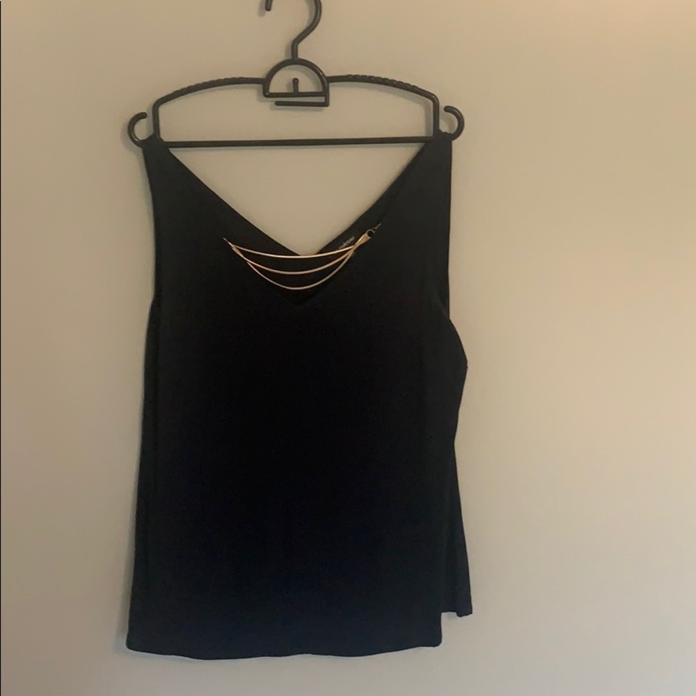 Navy Blue Blouse with Gold Accents